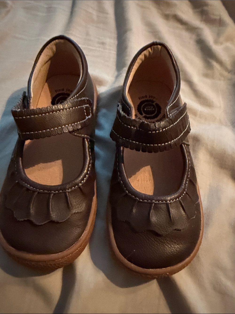 Livie & Luca Brown Mary Jane Shoes with Fringe Strap